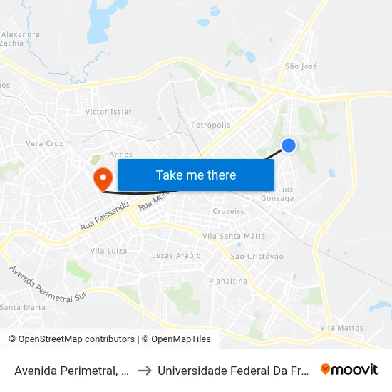 Avenida Perimetral, 141-277 to Universidade Federal Da Fronteira Sul map