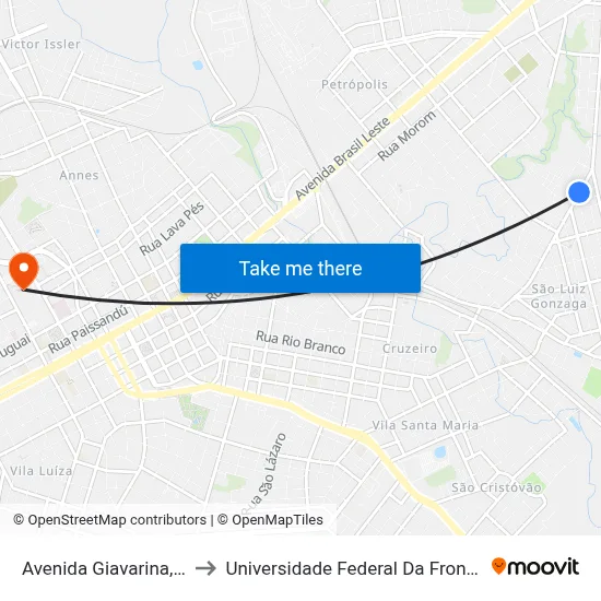 Avenida Giavarina, 1131 to Universidade Federal Da Fronteira Sul map
