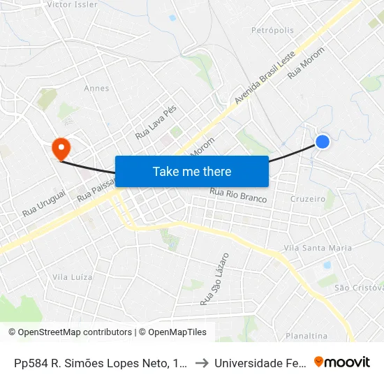 Pp584 R. Simões Lopes Neto, 1-231 - São Luiz Gonzaga(Mecânica Rk) to Universidade Federal Da Fronteira Sul map