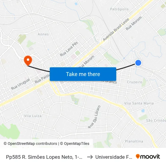 Pp585 R. Simões Lopes Neto, 1-231 - São Luiz Gonzaga(Em Frente Casa 421) to Universidade Federal Da Fronteira Sul map