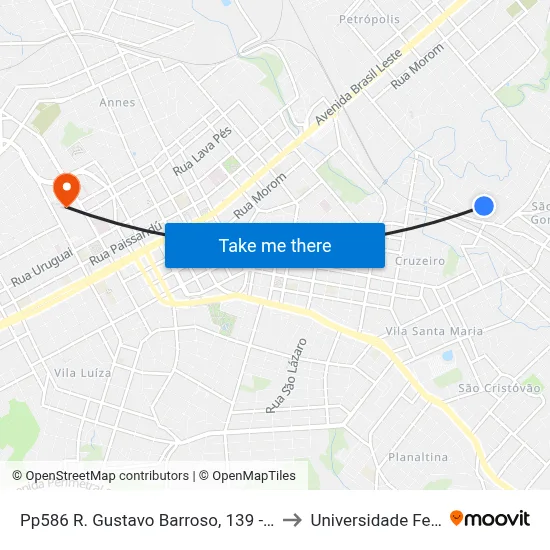 Pp586 R. Gustavo Barroso, 139 - São Luiz Gonzaga(Em Frente Casa 139) to Universidade Federal Da Fronteira Sul map