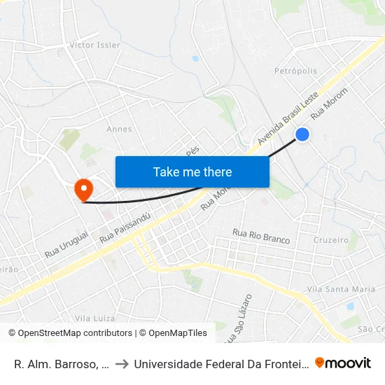 R. Alm. Barroso, 196 to Universidade Federal Da Fronteira Sul map