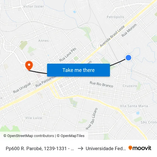 Pp600 R. Parobé, 1239-1331 - Vila Cruzeiro(Floricultura Recanto) to Universidade Federal Da Fronteira Sul map