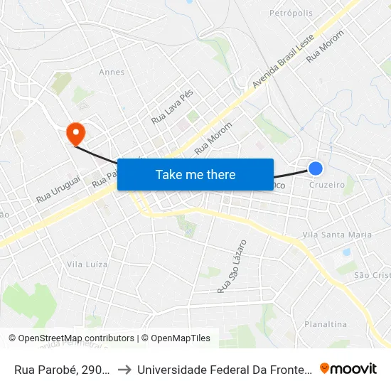 Rua Parobé, 290-338 to Universidade Federal Da Fronteira Sul map