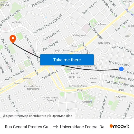 Rua General Prestes Guimarães, 296 to Universidade Federal Da Fronteira Sul map