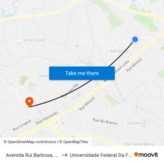 Avenida Rui Barbosa, 2448-2606 to Universidade Federal Da Fronteira Sul map