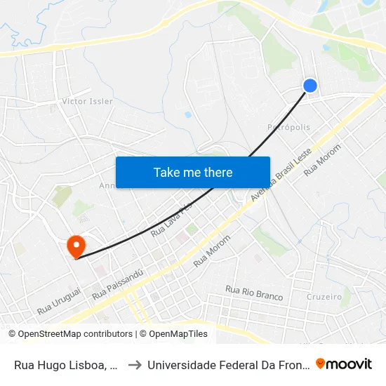 Rua Hugo Lisboa, 75-147 to Universidade Federal Da Fronteira Sul map