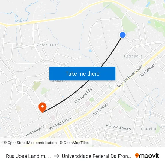 Rua José Landim, 1-273 to Universidade Federal Da Fronteira Sul map
