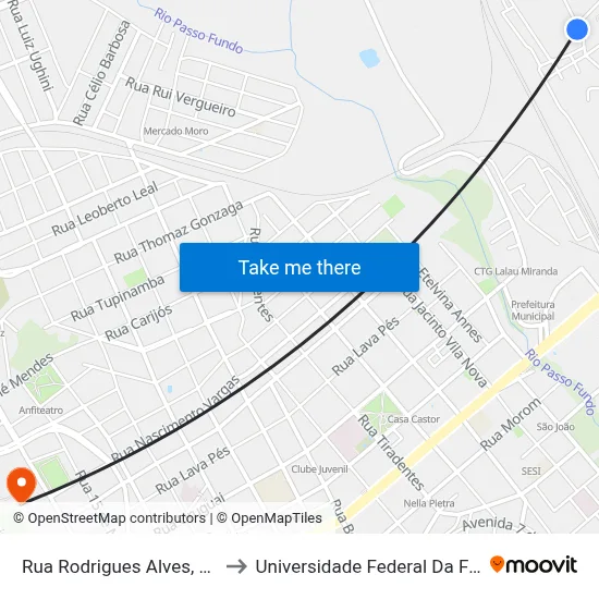 Rua Rodrigues Alves, 1170-1230 to Universidade Federal Da Fronteira Sul map
