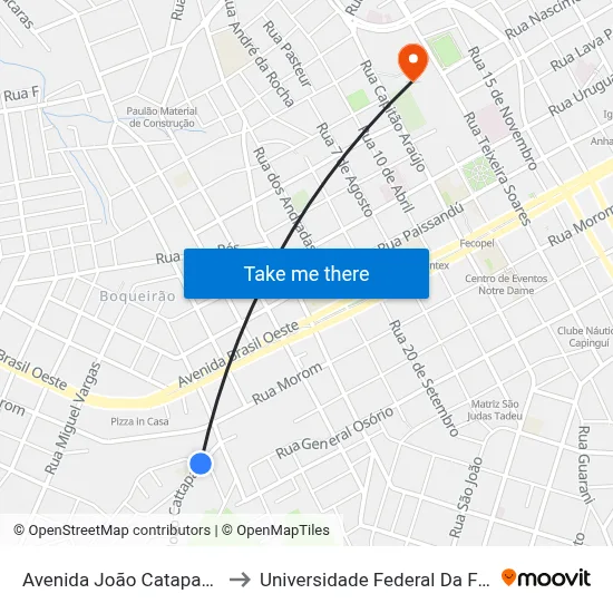 Avenida João Catapan, 156-304 to Universidade Federal Da Fronteira Sul map