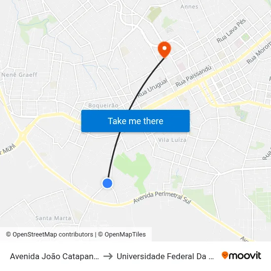 Avenida João Catapan, 956-1148 to Universidade Federal Da Fronteira Sul map