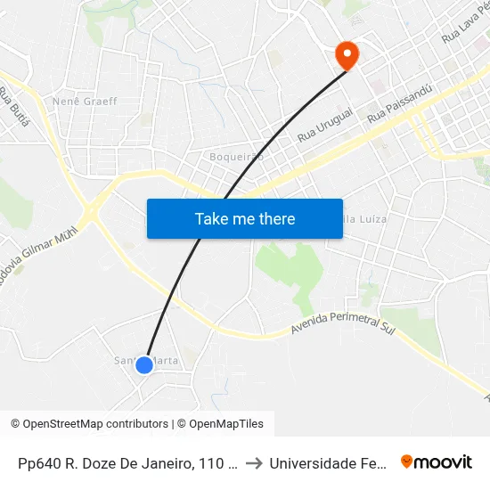 Pp640 R. Doze De Janeiro, 110 - Vila Donaria(Em Frente Casa 242) to Universidade Federal Da Fronteira Sul map