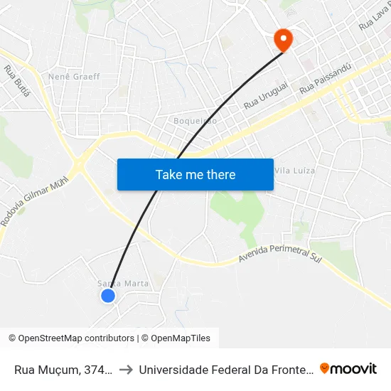 Rua Muçum, 374-492 to Universidade Federal Da Fronteira Sul map