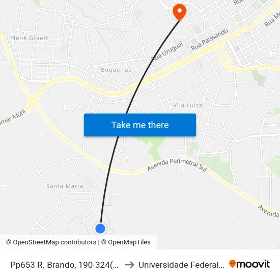 Pp653 R. Brando, 190-324(Em Frente Casa 121) to Universidade Federal Da Fronteira Sul map