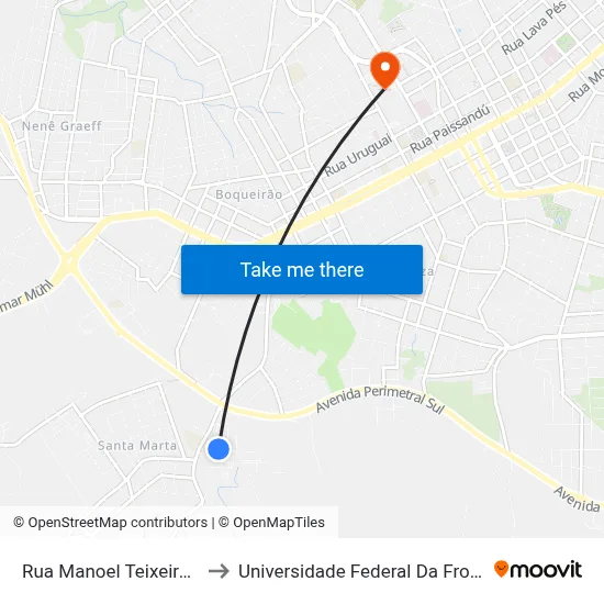 Rua Manoel Teixeira, 1-171 to Universidade Federal Da Fronteira Sul map