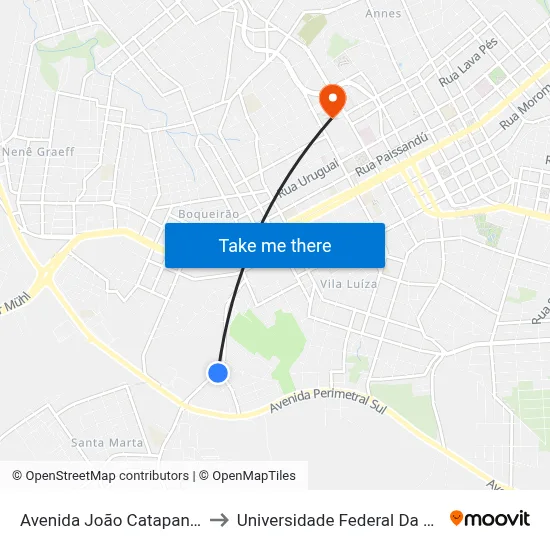 Avenida João Catapan, 955-1005 to Universidade Federal Da Fronteira Sul map