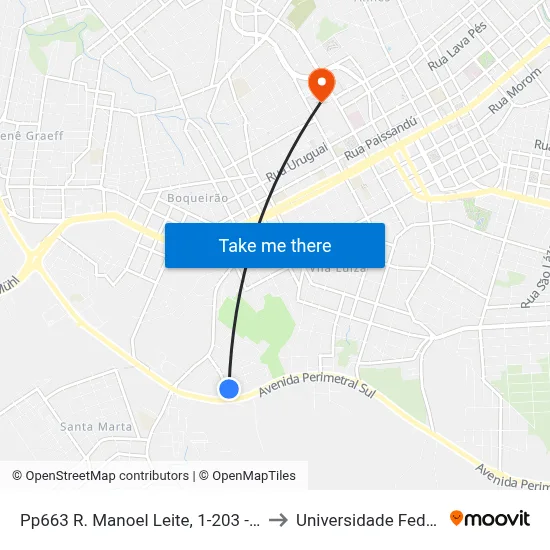 Pp663 R. Manoel Leite, 1-203 - Boqueirão(Em Frente Casa 28) to Universidade Federal Da Fronteira Sul map