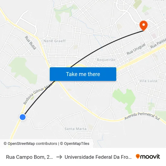 Rua Campo Bom, 229-287 to Universidade Federal Da Fronteira Sul map