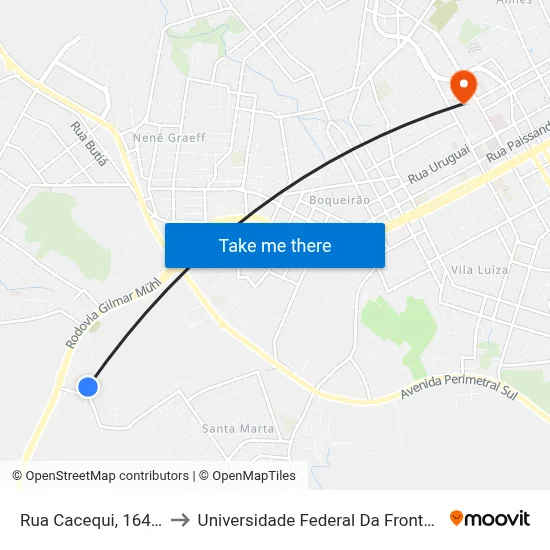 Rua Cacequi, 164-240 to Universidade Federal Da Fronteira Sul map
