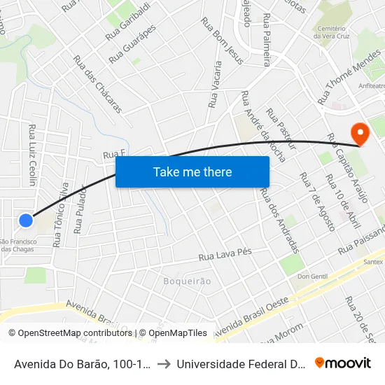 Avenida Do Barão, 100-154 - Boqueirão to Universidade Federal Da Fronteira Sul map