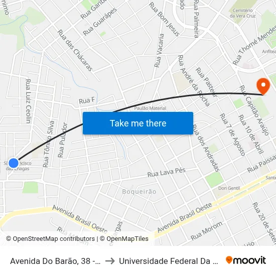 Avenida Do Barão, 38 - Boqueirão to Universidade Federal Da Fronteira Sul map