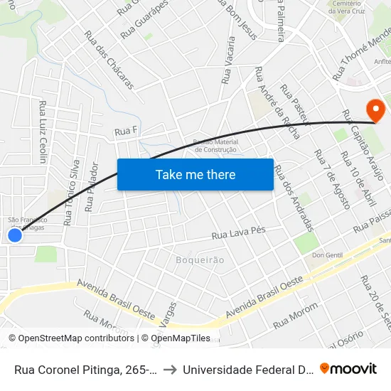 Rua Coronel Pitinga, 265-272 - Boqueirão to Universidade Federal Da Fronteira Sul map