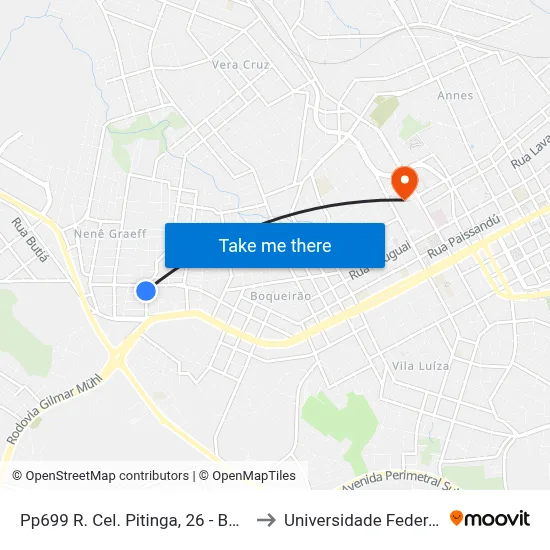 Pp699 R. Cel. Pitinga, 26 - Boqueirão(Mercado Carard) to Universidade Federal Da Fronteira Sul map