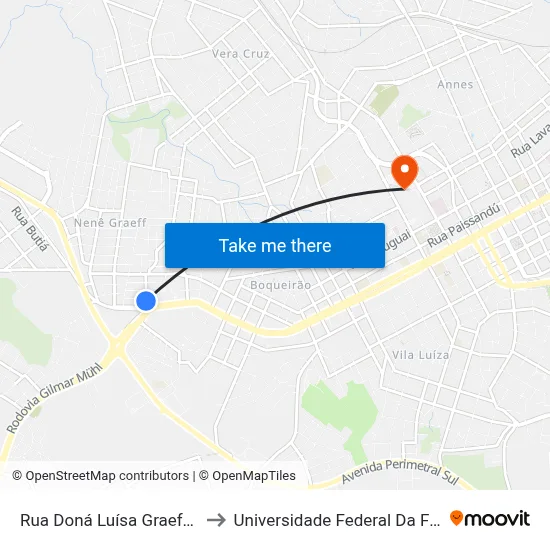 Rua Doná Luísa Graefe, 144-212 to Universidade Federal Da Fronteira Sul map