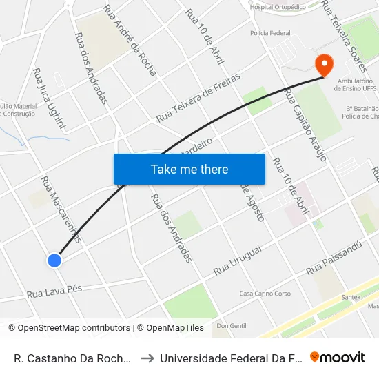 R. Castanho Da Rocha, 512-640 to Universidade Federal Da Fronteira Sul map