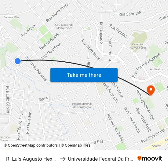 R. Luís Augusto Hexel, 2-122 to Universidade Federal Da Fronteira Sul map