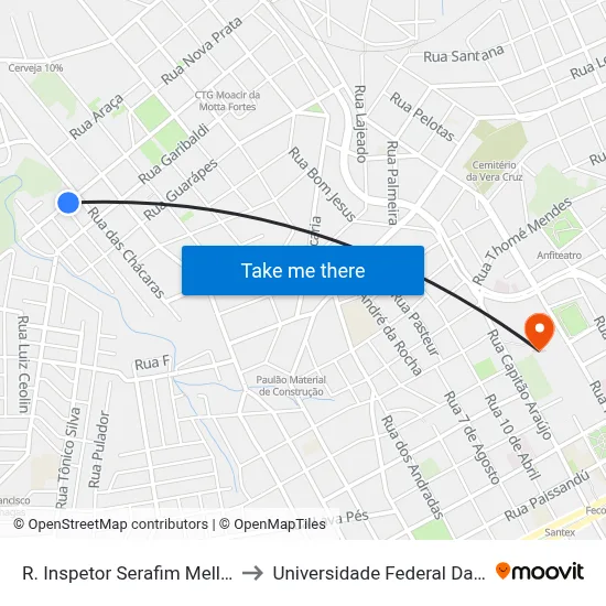 R. Inspetor Serafim Mello, 1045-1113 to Universidade Federal Da Fronteira Sul map