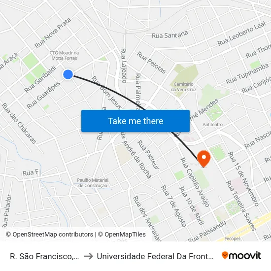 R. São Francisco, 533 to Universidade Federal Da Fronteira Sul map