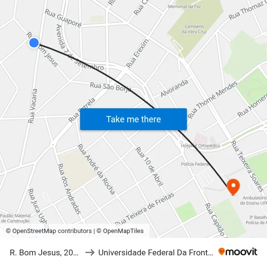 R. Bom Jesus, 205-261 to Universidade Federal Da Fronteira Sul map