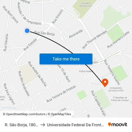 R. São Borja, 180-346 to Universidade Federal Da Fronteira Sul map