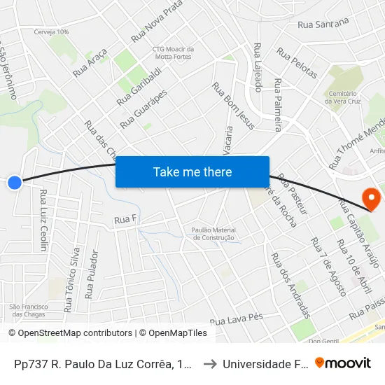 Pp737 R. Paulo Da Luz Corrêa, 115 - Lot. Casas Populares(Em Frente Casa 476) to Universidade Federal Da Fronteira Sul map
