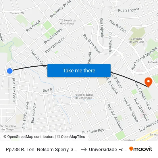 Pp738 R. Ten. Nelsom Sperry, 369-479 - Boqueirão(Em Frente Casa 501) to Universidade Federal Da Fronteira Sul map
