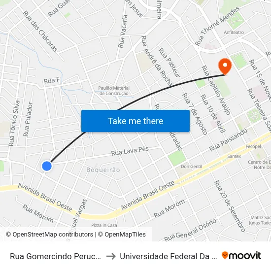 Rua Gomercindo Peruci, 1656-1714 to Universidade Federal Da Fronteira Sul map