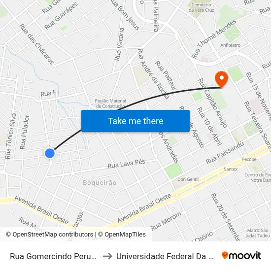 Rua Gomercindo Peruci, 555-623 to Universidade Federal Da Fronteira Sul map