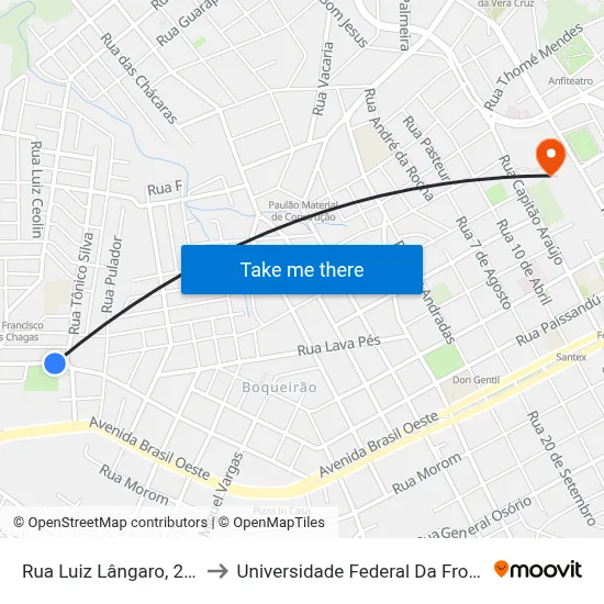 Rua Luiz Lângaro, 244-292 to Universidade Federal Da Fronteira Sul map
