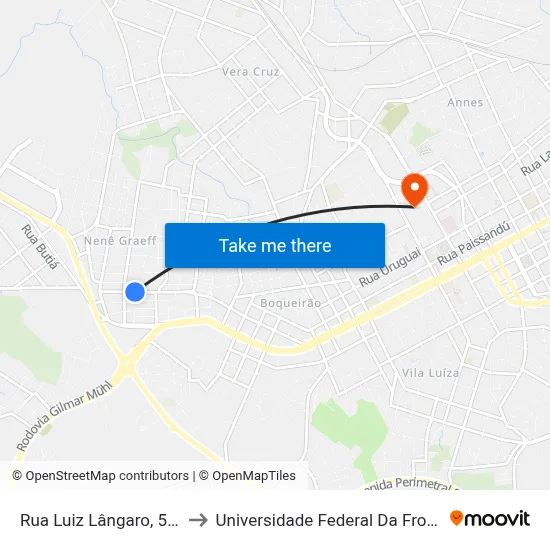 Rua Luiz Lângaro, 583-617 to Universidade Federal Da Fronteira Sul map