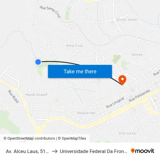 Av. Alceu Laus, 515-671 to Universidade Federal Da Fronteira Sul map