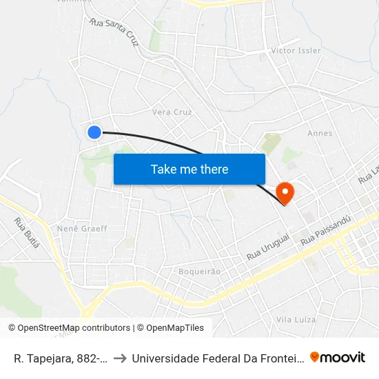 R. Tapejara, 882-944 to Universidade Federal Da Fronteira Sul map