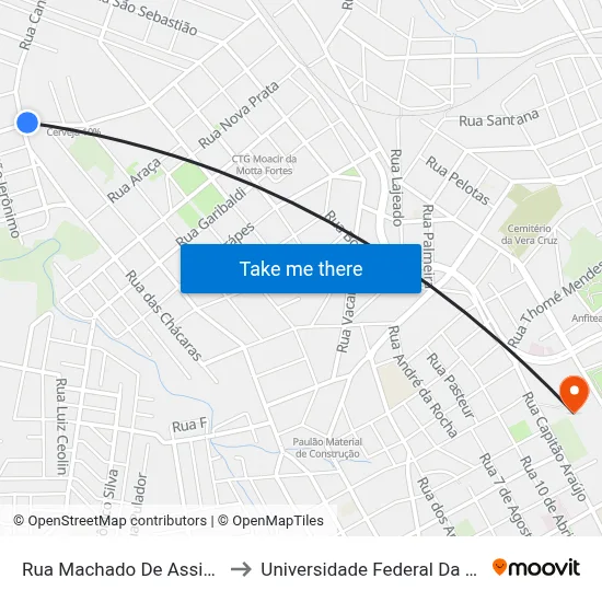 Rua Machado De Assis, 959-1031 to Universidade Federal Da Fronteira Sul map