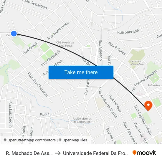 R. Machado De Assis, 857 to Universidade Federal Da Fronteira Sul map