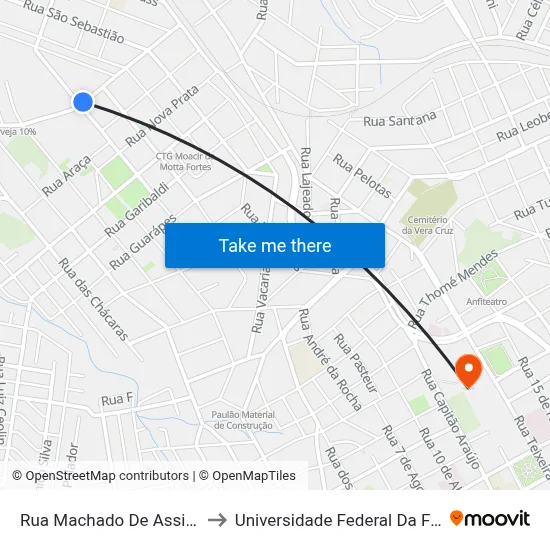 Rua Machado De Assis, 523-545 to Universidade Federal Da Fronteira Sul map