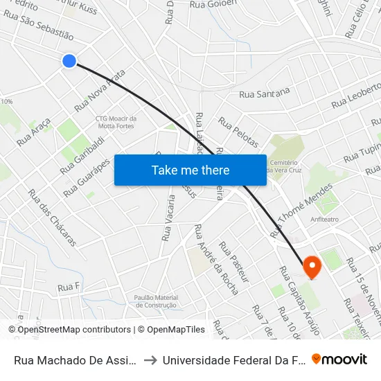 Rua Machado De Assis, 307-365 to Universidade Federal Da Fronteira Sul map