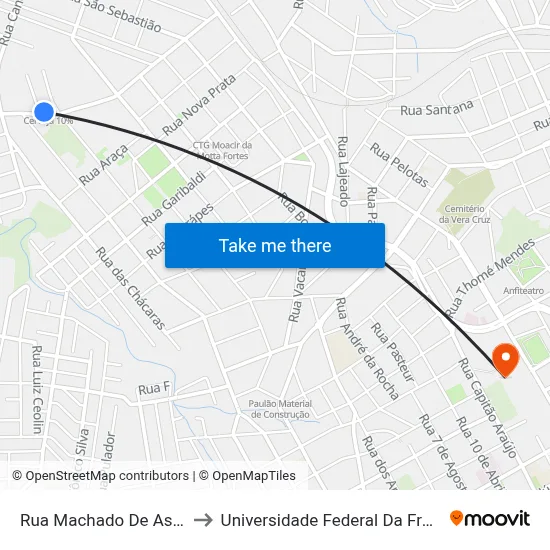 Rua Machado De Assis, 857 to Universidade Federal Da Fronteira Sul map