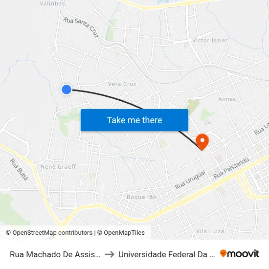 Rua Machado De Assis, 1205-1333 to Universidade Federal Da Fronteira Sul map