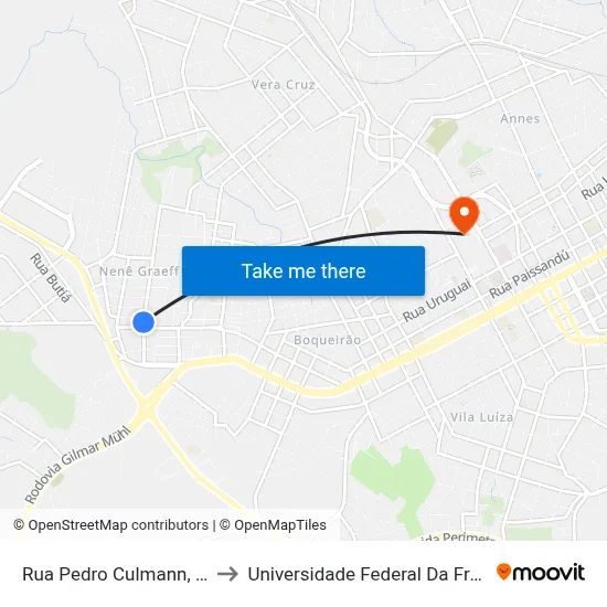 Rua Pedro Culmann, 296-370 to Universidade Federal Da Fronteira Sul map