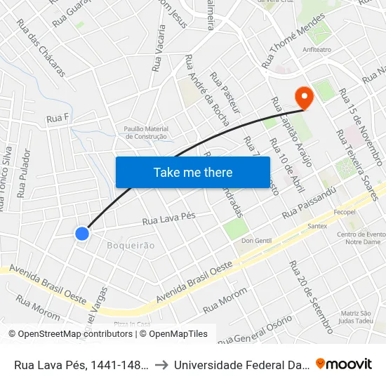 Rua Lava Pés, 1441-1481 - Boqueirão to Universidade Federal Da Fronteira Sul map